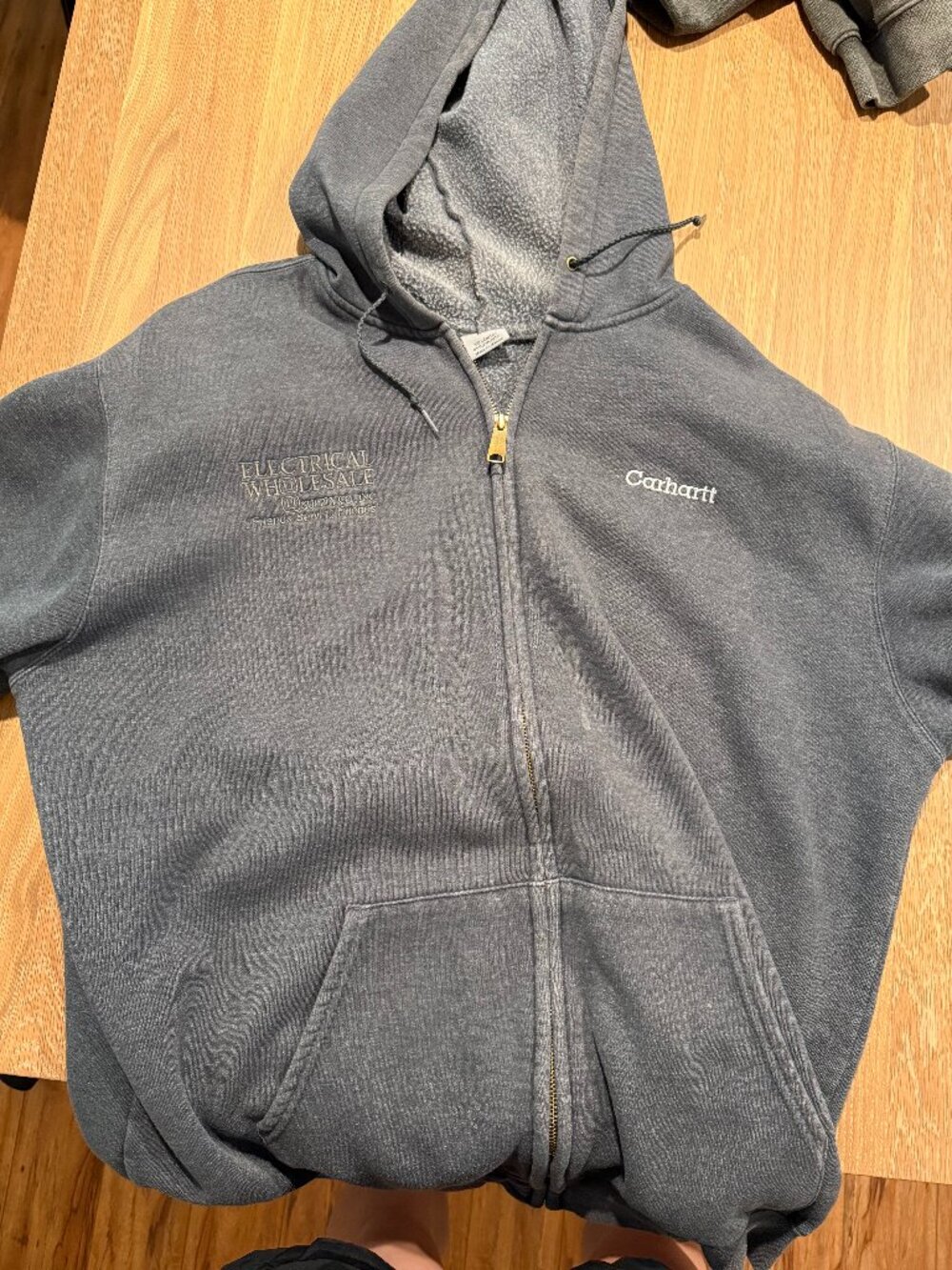 Carhartt Zip-Up Hoodie – Men’s XL – Grey – Company Logo – Workwear